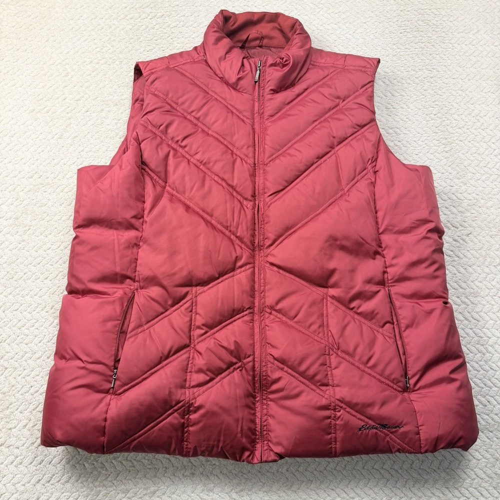 Eddie Bauer Premium Goose Down Red Puffer Vest Mens Size XXL 2XL Quilted